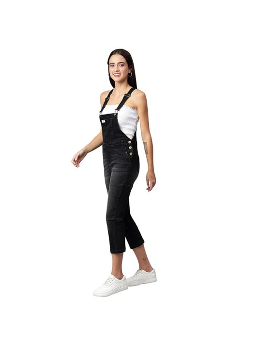 OLELE OVERALLS® Women's Black Denim Dungaree Essential