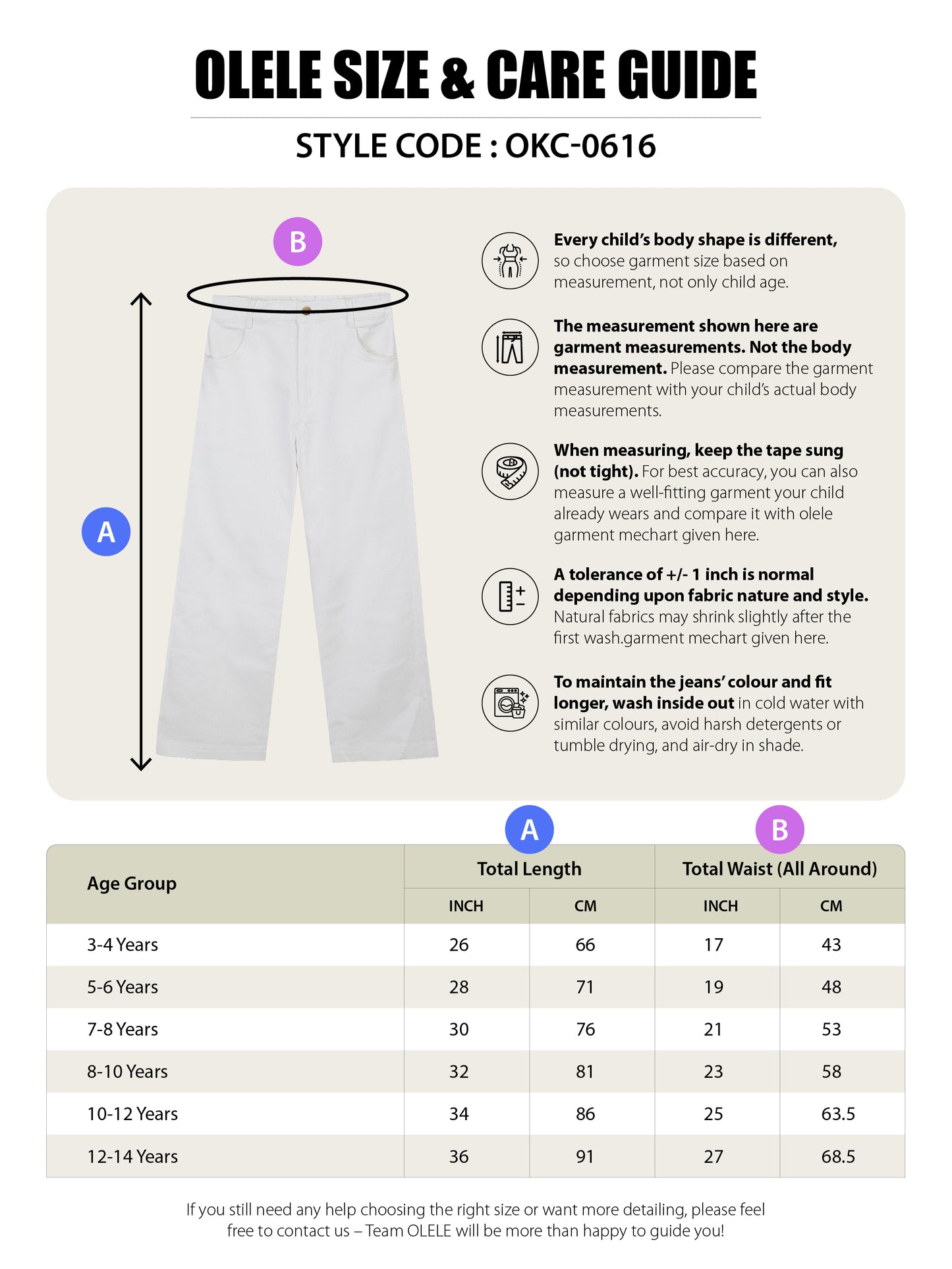 Olele® Girls Relaxed Fit White Cotton Denim Jeans