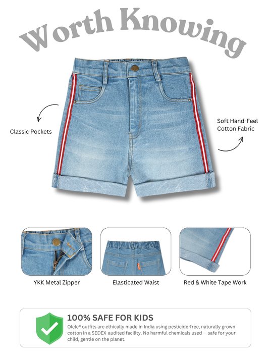 Olele® Girls Cotton Denim Shorts