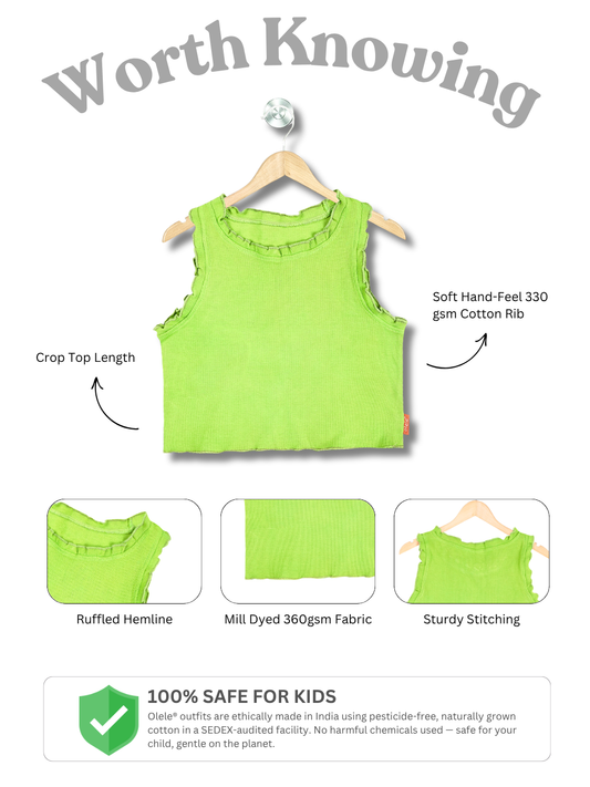 Olele® Girls Cotton Rib Crop Top - Green