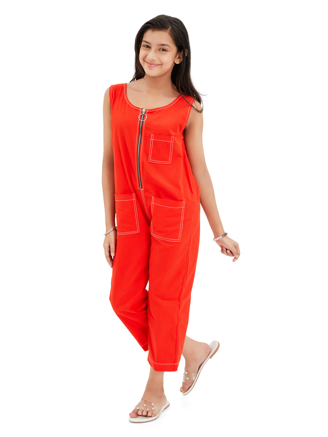 Olele® Jupiter Jumpsuit - Red Cotton Twill