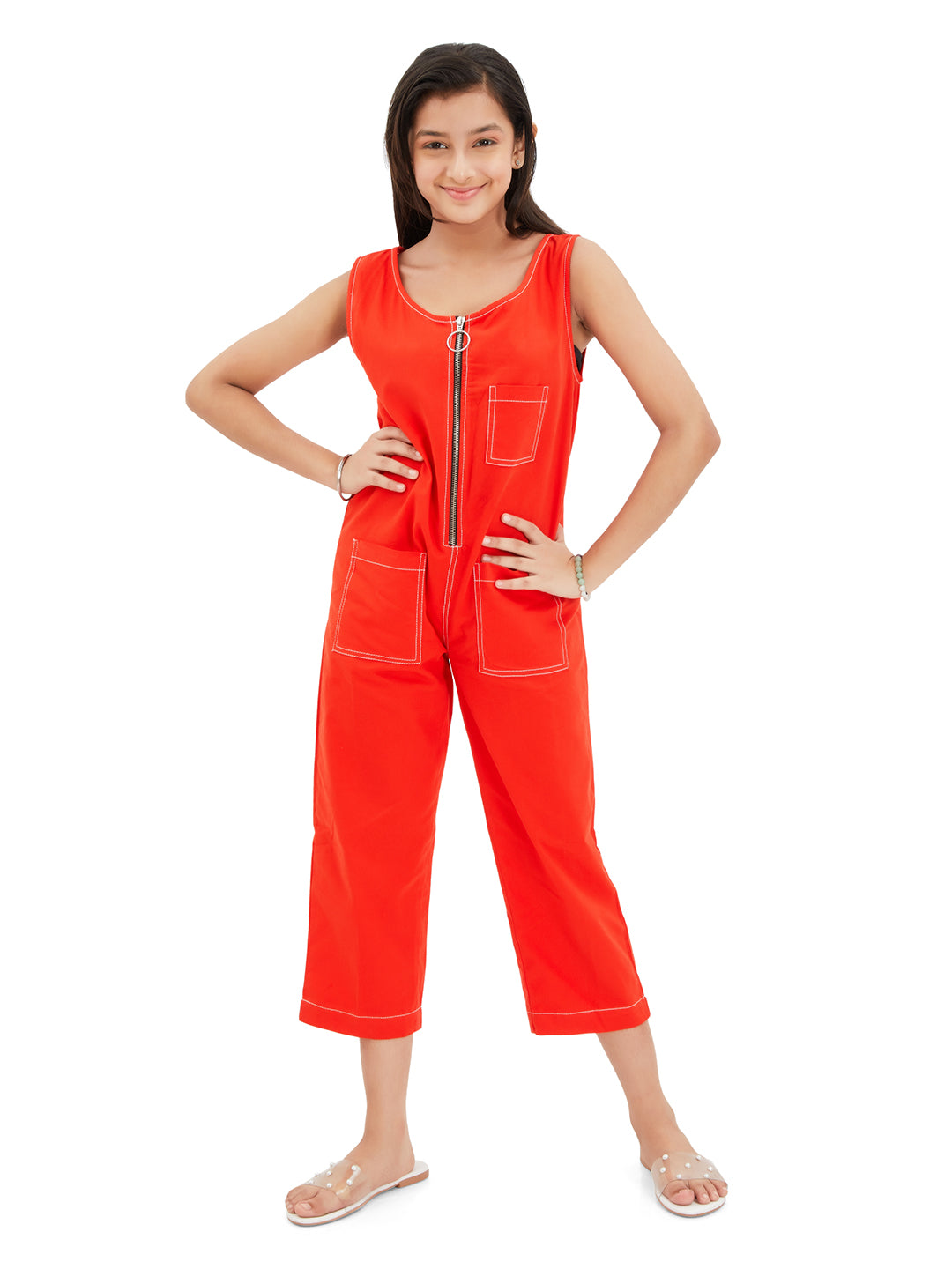 Olele® Jupiter Jumpsuit - Red Cotton Twill