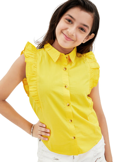 Olele® Regina Ruffle Shirt - Turmeric Yellow