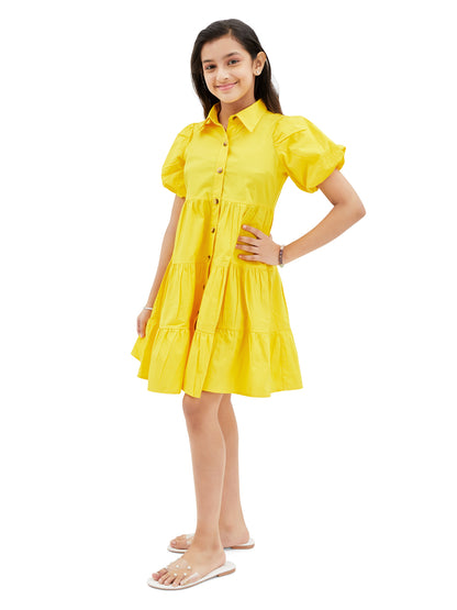 Olele® Lucy Shirt Dress - Turmeric Yellow