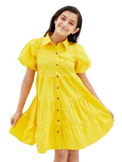 Olele® Lucy Shirt Dress - Turmeric Yellow