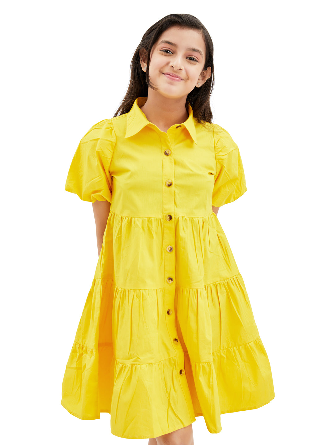 Olele® Lucy Shirt Dress - Turmeric Yellow