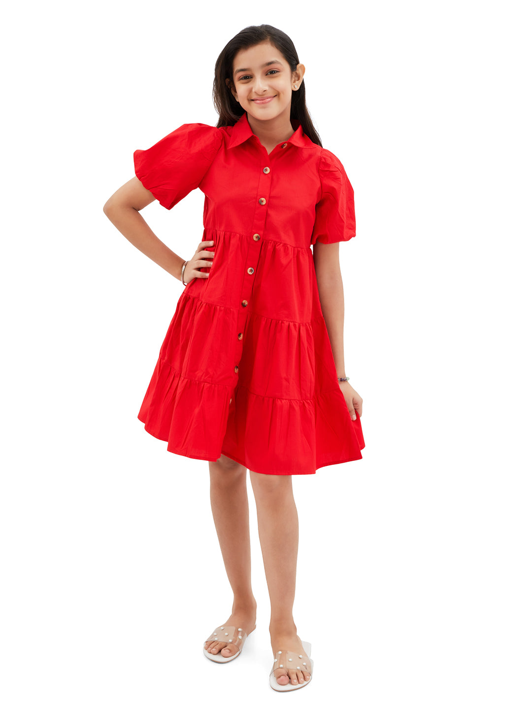 Olele® Lucy Shirt Dress - Apple Red