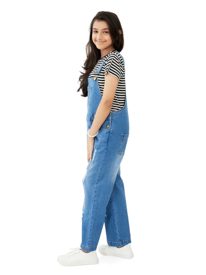 Olele® Girls Butter Scotch Dungaree - Denim