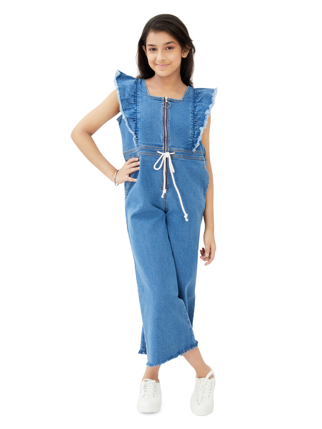 Olele® Girls Zipper June Jumpsuit - Denim
