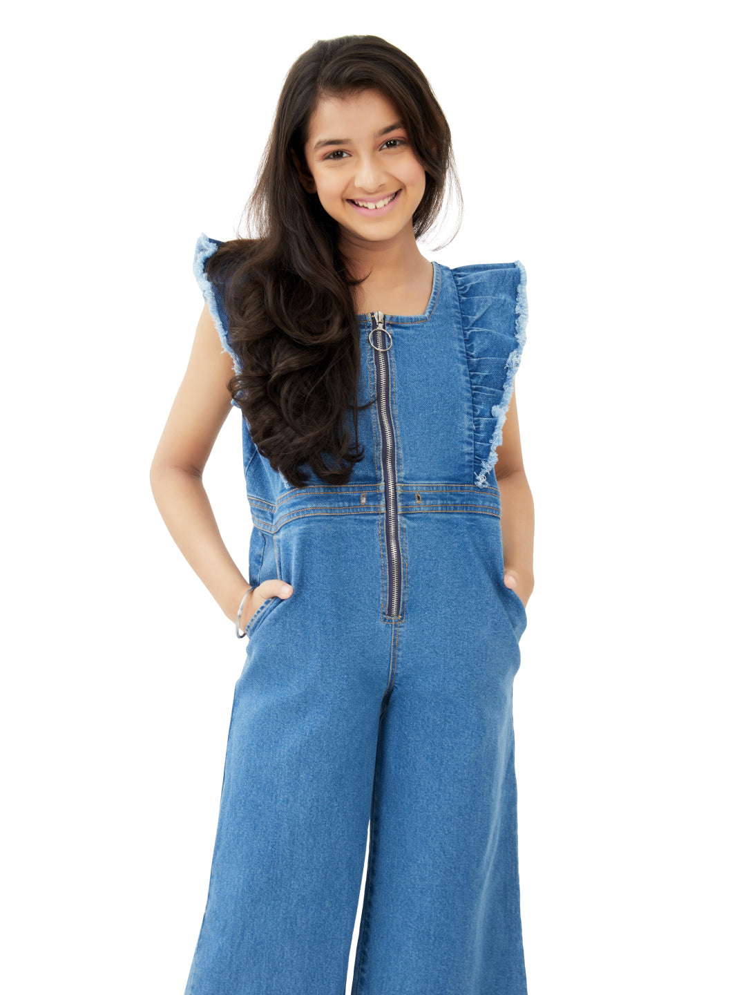 Olele® Girls Zipper June Jumpsuit - Denim