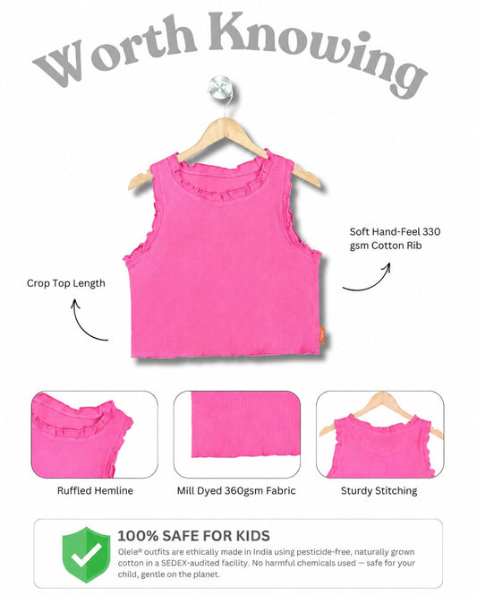 Olele® Girls Cotton Rib Crop Top - Pink