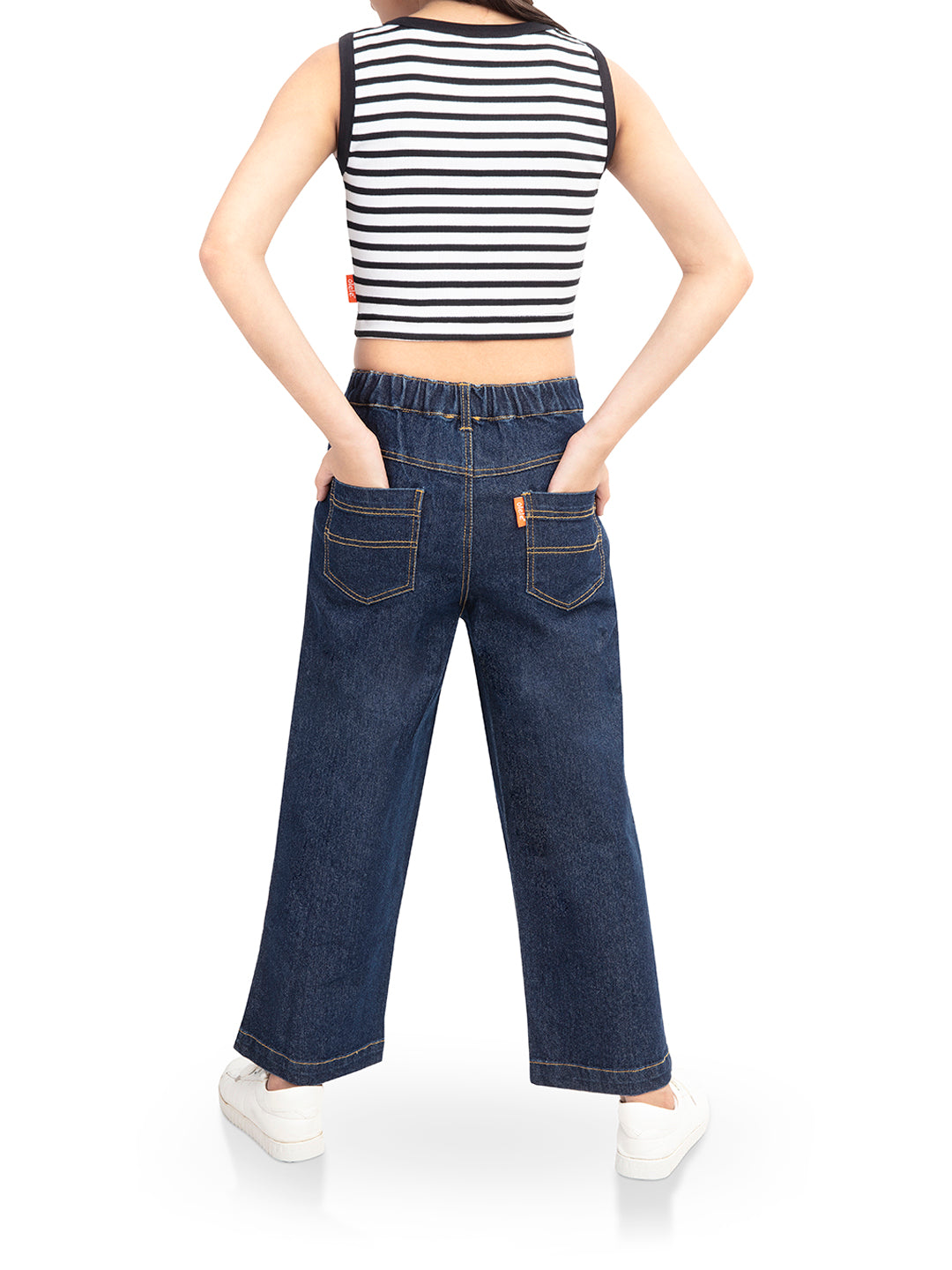 Olele® Girls Patch Work Cotton Denim Jeans