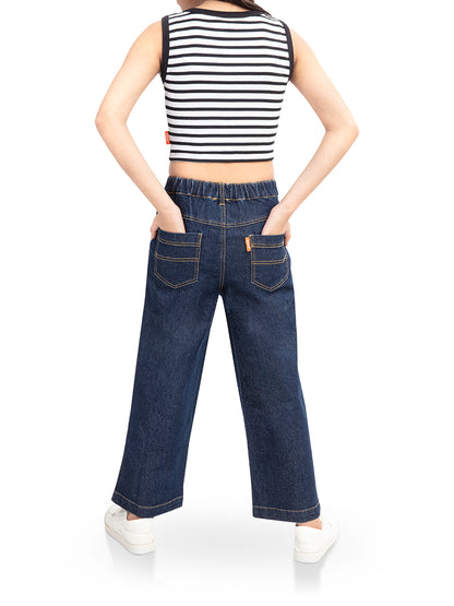 Olele® Girls Patch Work Cotton Denim Jeans