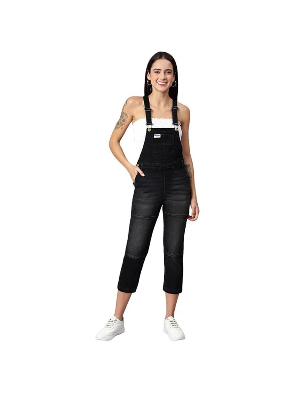 OLELE OVERALLS® Women's Black Denim Dungaree Essential