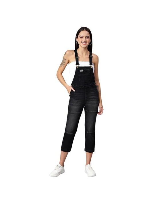 OLELE OVERALLS® Women's Black Denim Dungaree Essential