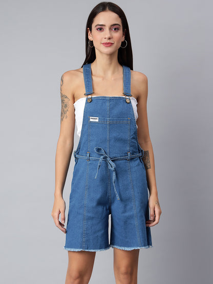 OLELE OVERALLS® Women's Denim Dungaree Playsuit with Matching Stings