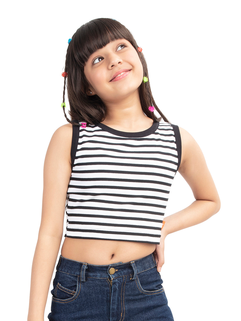Olele® Girls Stripe Cotton Rib Crop Top