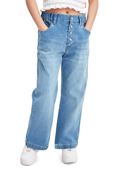 Olele® Boot Cut Button Fly Jeans Pant for Girls