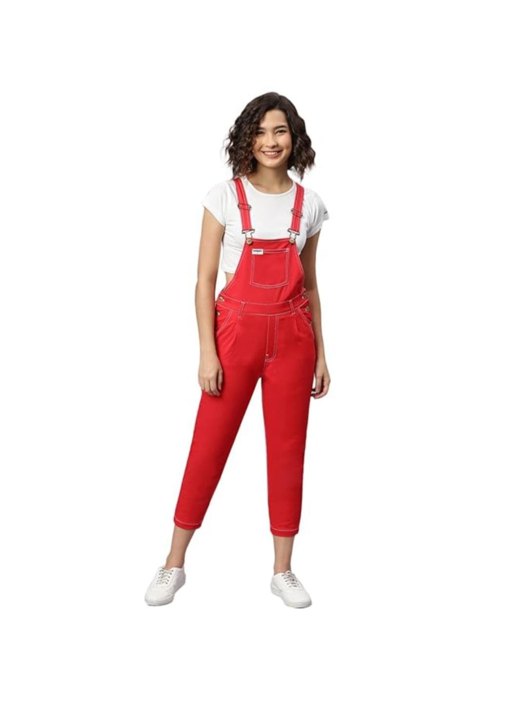 OLELE OVERALLS® Red Twill Pure Cotton Women Dungaree