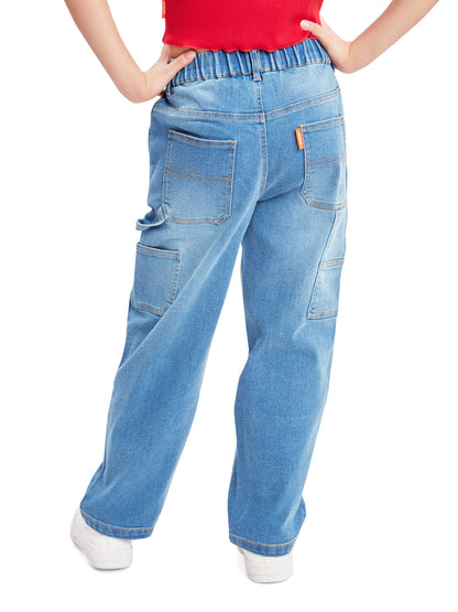Olele® Girls Carpenter Jeans Pant - Cotton Denim