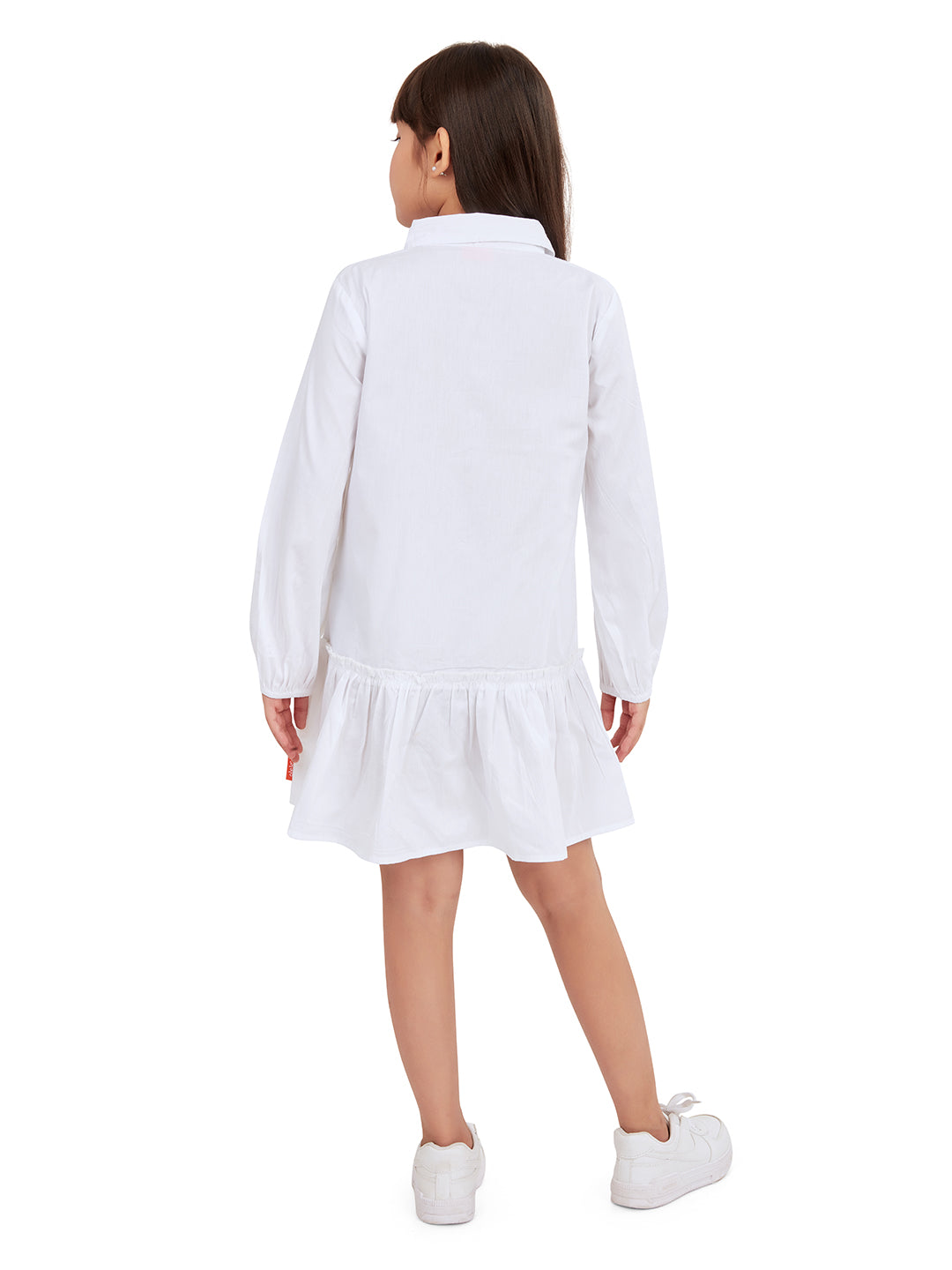 Olele® Girls Mint Cotton Dress - White
