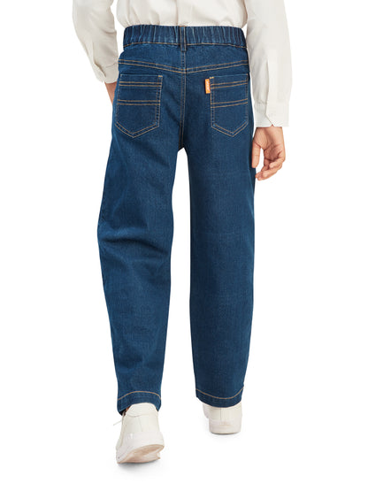 Olele® Boys Cotton Denim Double Stitch Jeans Pant - Dark Blue