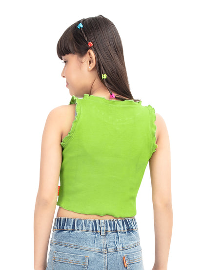 Olele® Girls Cotton Rib Crop Top - Green
