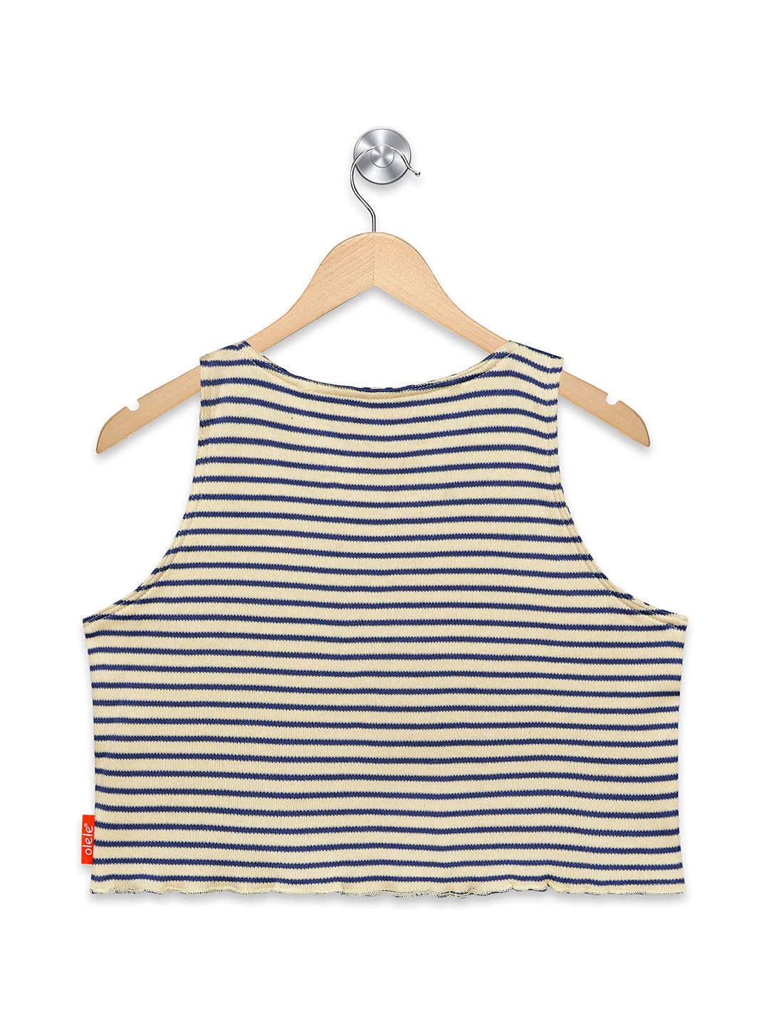 Olele® Girls Strip Cotton Crop Top - White