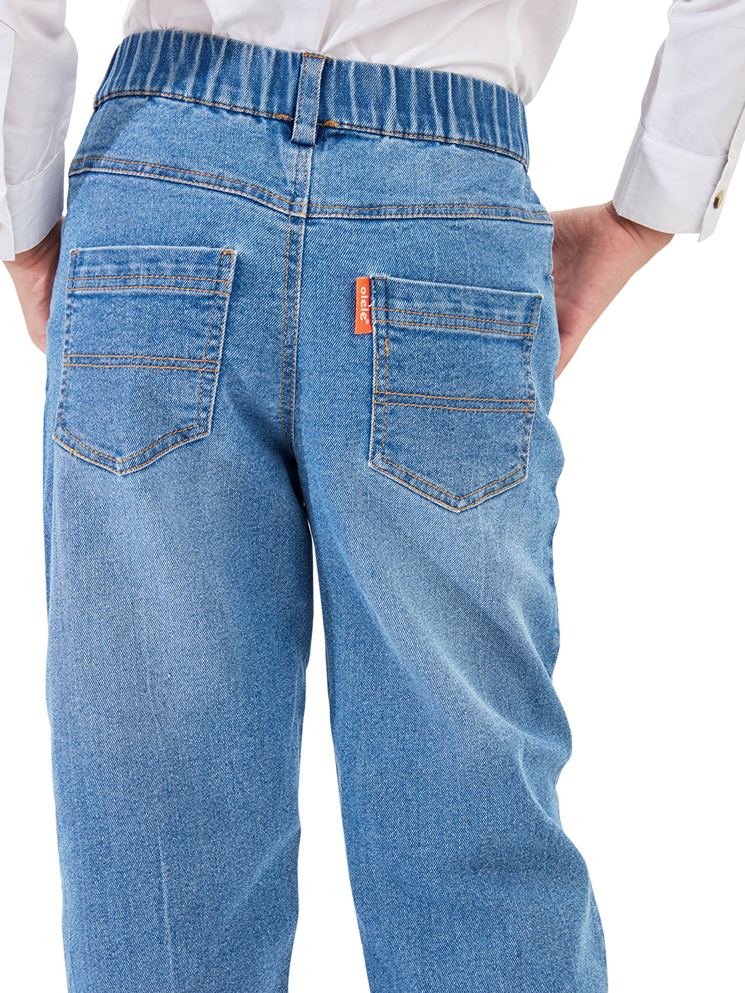 Olele® Girls Regular Fit Stretchable Vanilla Cotton Denim Jeans Pant