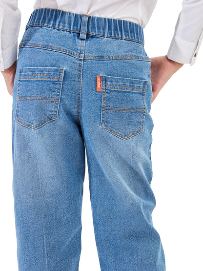 Olele® Girls Regular Fit Stretchable Vanilla Cotton Denim Jeans Pant