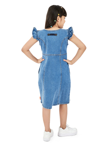 Olele® Chelsea Cotton Denim Dress with Metal Zipper Opening