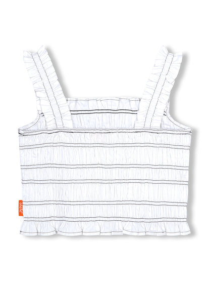 Olele® Girls Skylar Smocked Cotton Crop Top - Bright White