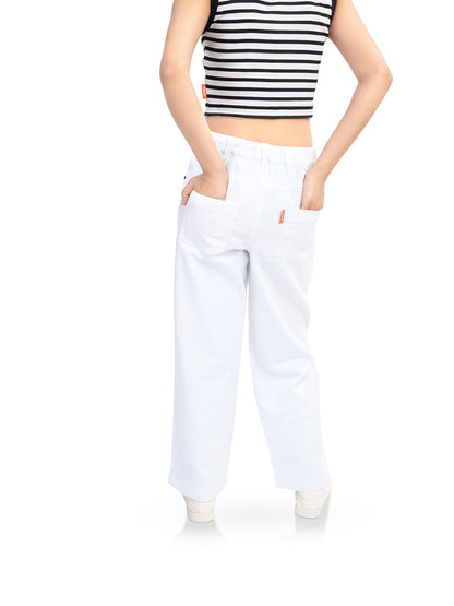 Olele® Girls Relaxed Fit White Cotton Denim Jeans