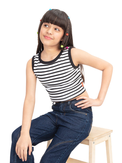 Olele® Girls Stripe Cotton Rib Crop Top