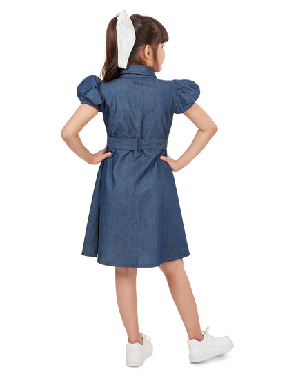 Olele® Girls Shepherd's Bush Cotton Denim Dress - Indigo Blue