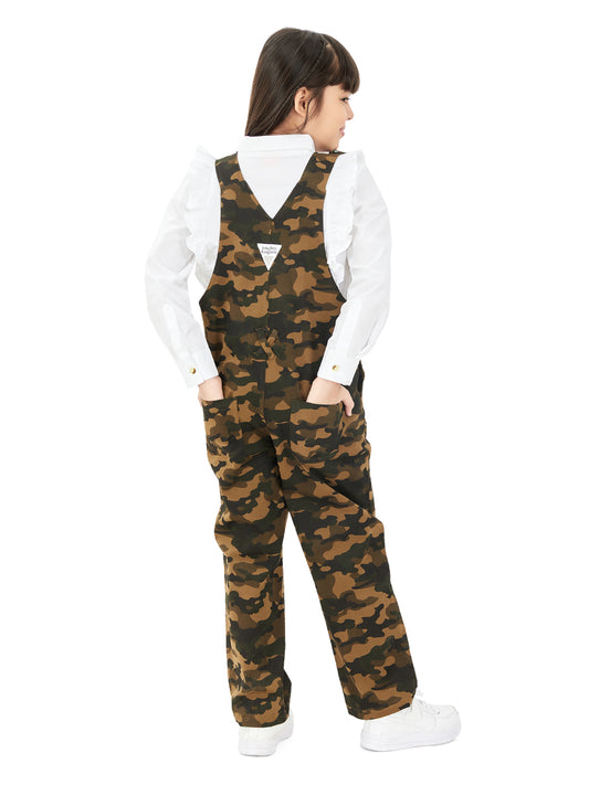 Olele®  Full Length Camouflage Cotton Dungaree - Girls