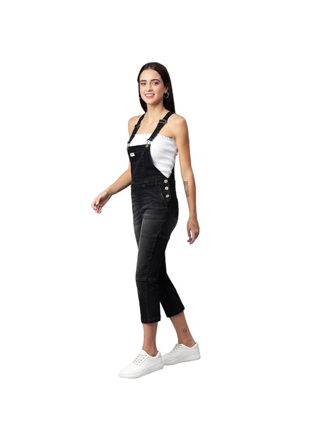 OLELE OVERALLS® Women's Black Denim Dungaree Essential