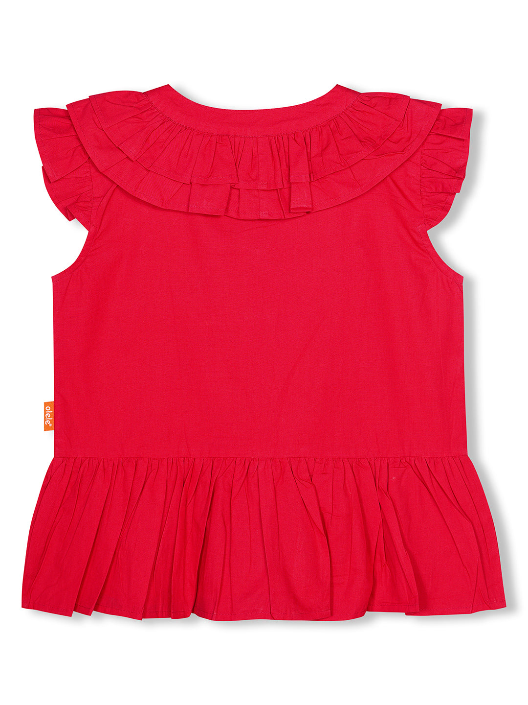 Olele® Victoria Ruffle Pure Cotton Top for Girls - Red