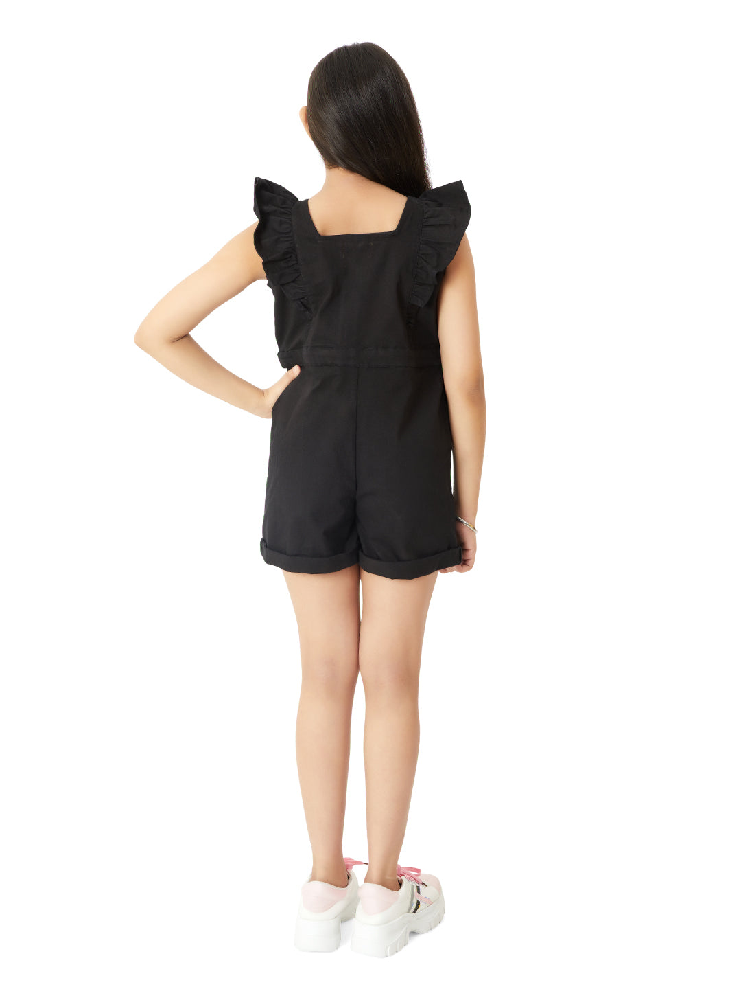 Olele® Girls Rocket Romper - Cotton Twill Black