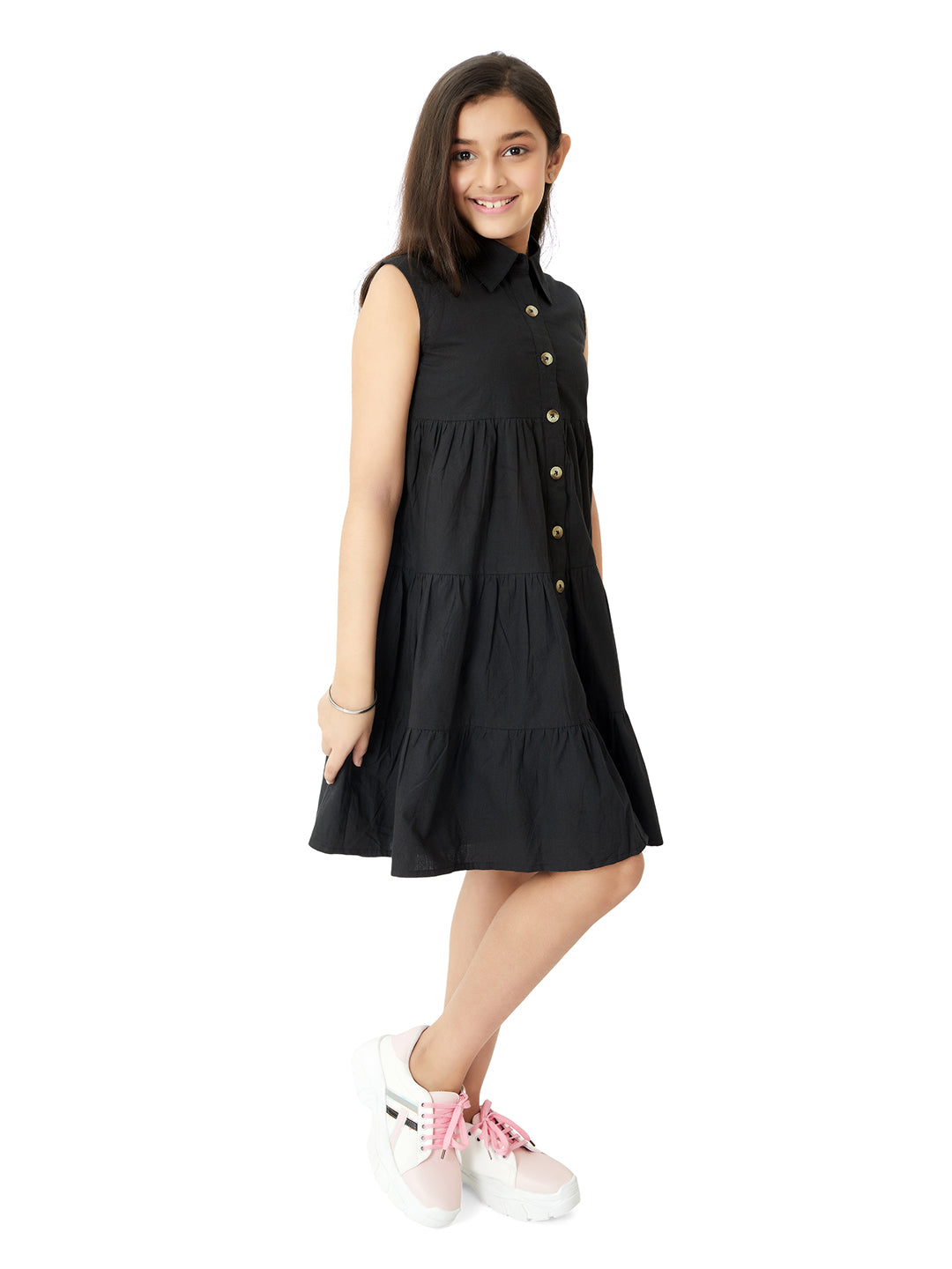 Olele® Stella Dress - Black Cotton Linen