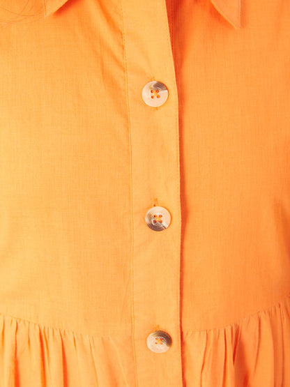 Olele® Girls Lucy Shirt Dress - Neon Orange Cotton