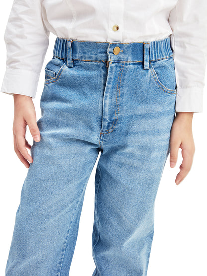 Olele® Girls Regular Fit Stretchable Vanilla Cotton Denim Jeans Pant