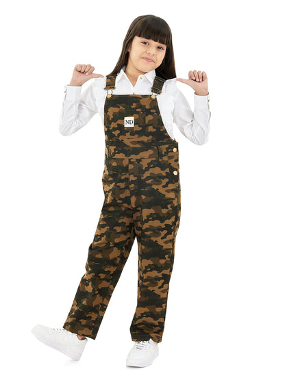Olele®  Full Length Camouflage Cotton Dungaree - Girls