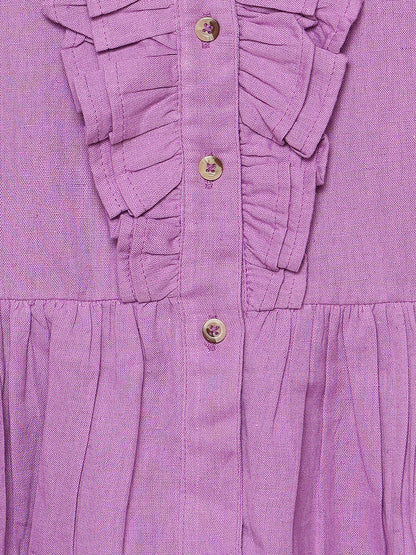 Olele® Girls Victoria Ruffle Top - Pure Purple Mill Made Cotton