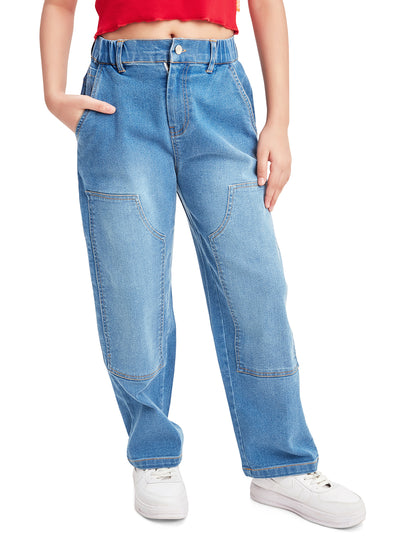 Olele® Girls Carpenter Jeans Pant - Cotton Denim