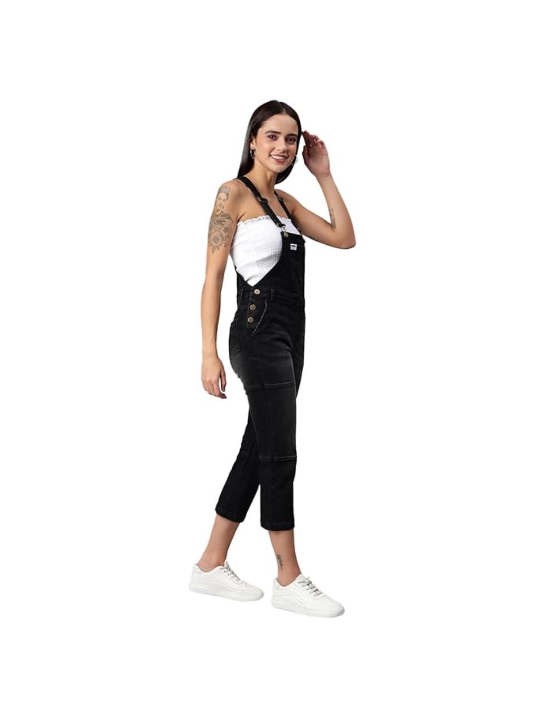 OLELE OVERALLS® Women's Black Denim Dungaree Essential