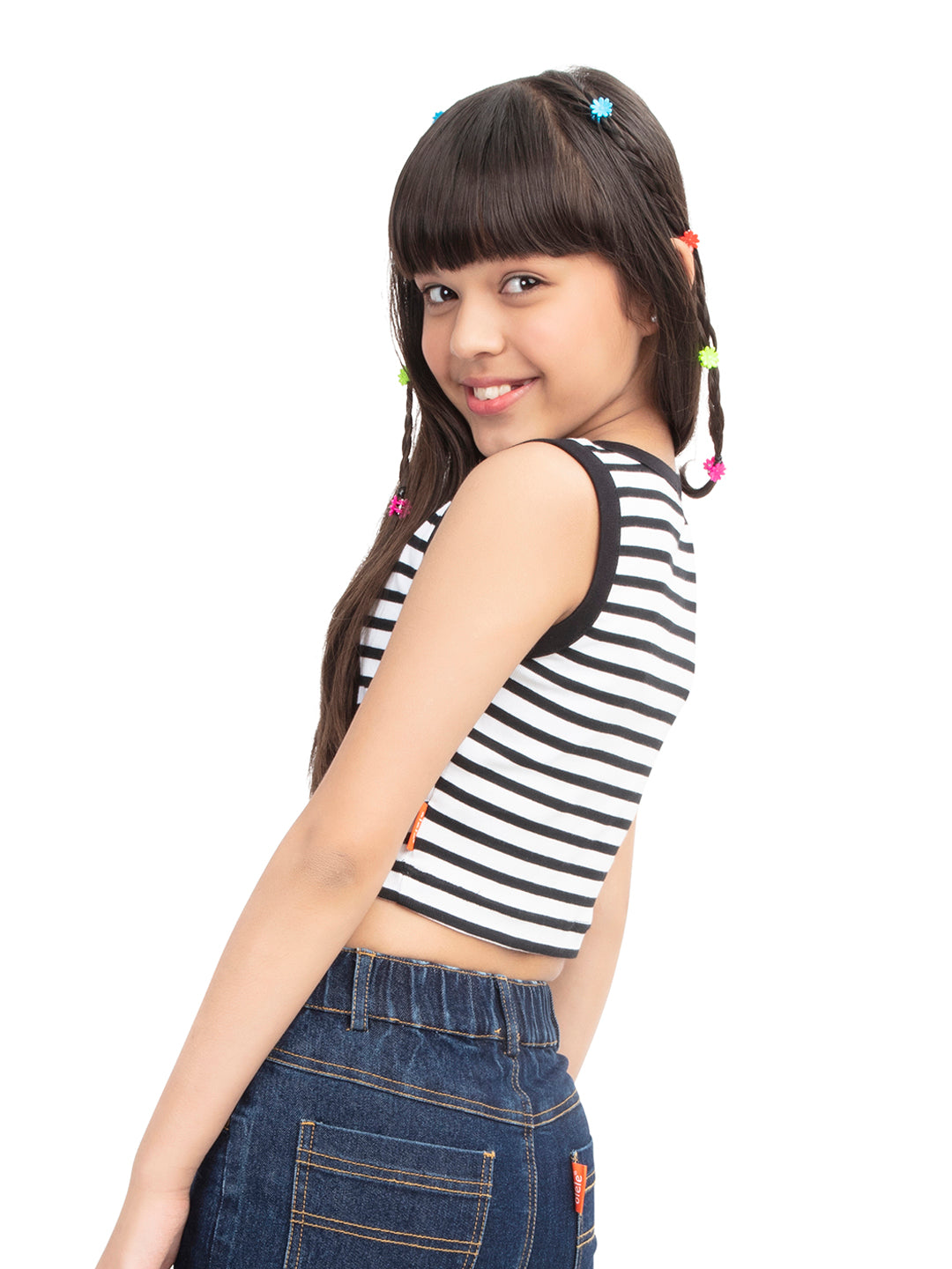 Olele® Girls Stripe Cotton Rib Crop Top