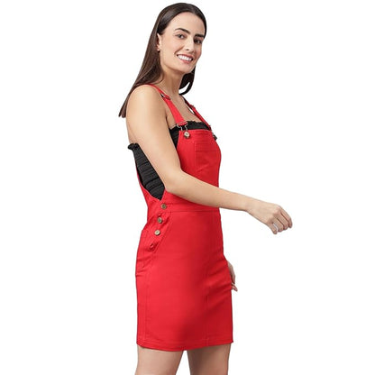 OLELE OVERALLS® Women's Dungaree Dress - Crimson Red