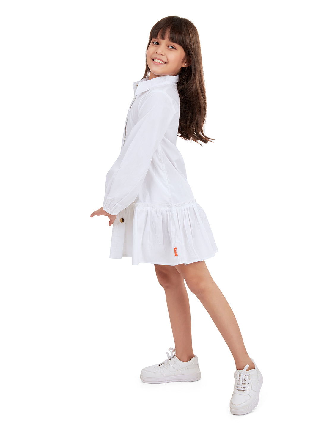 Olele® Girls Mint Cotton Dress - White