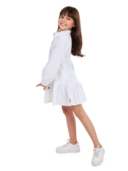 Olele® Girls Mint Cotton Dress - White
